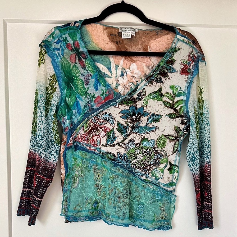 Alberto Makali Earthy Mesh Sequin Top